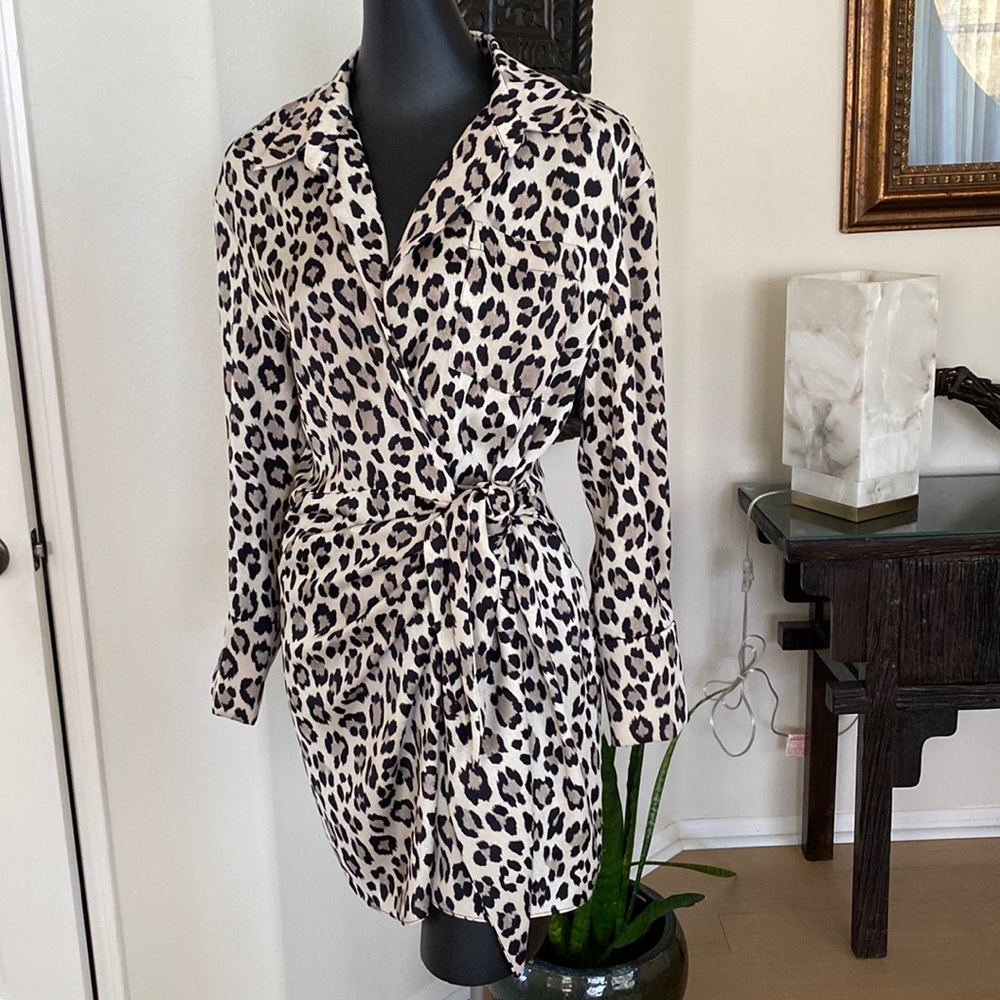 Zara leopard wrap dress